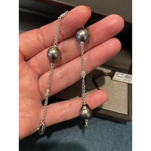 DAMIANI LE PERLE 18K WHITE GOLD DIAMOND 0.42CT AND PEARL BRACELET New 4,900